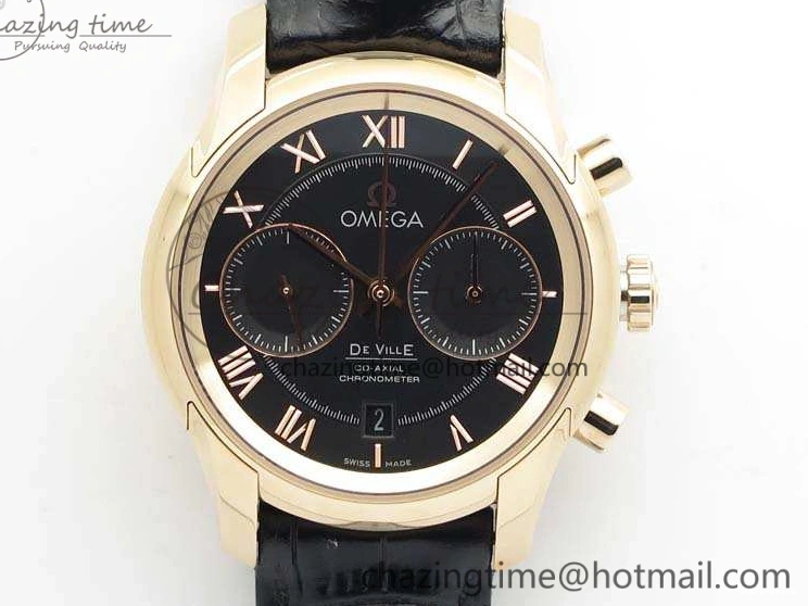 0120 De Ville Chronograph RG OMF 1:1 Best Edition Black Dial On Black Leather Strap A Sophisticated 8106